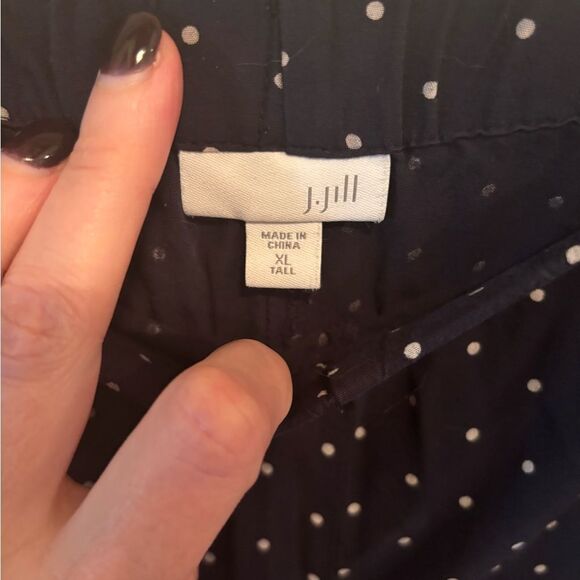J. Jill Navy Polka Dot Wide Leg Pull on Pants size XL Tall - Picture 4 of 5
